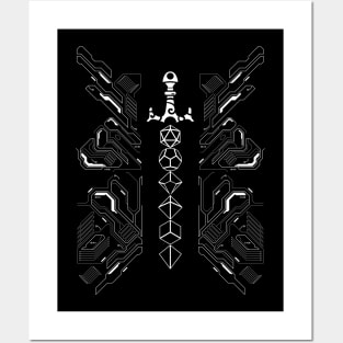 Subtle Nerd Polyhedral Dice Sword Futuristic Posters and Art